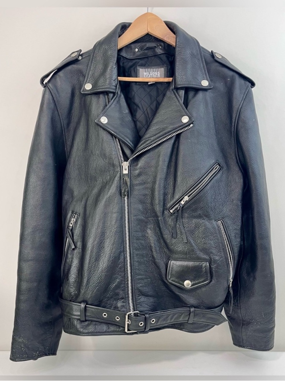 Wilsons Leather Motorcycle Jacket Mens XL